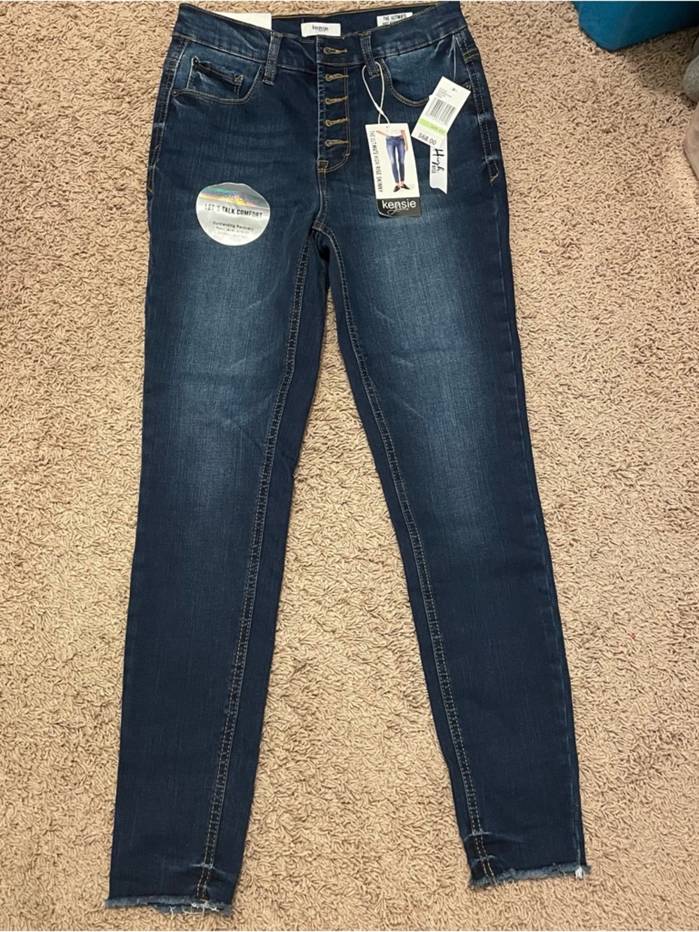 Kensie Jeans Dark Blue High-Rise Button-Fly Skinny Jeans Size 4/27 NWT